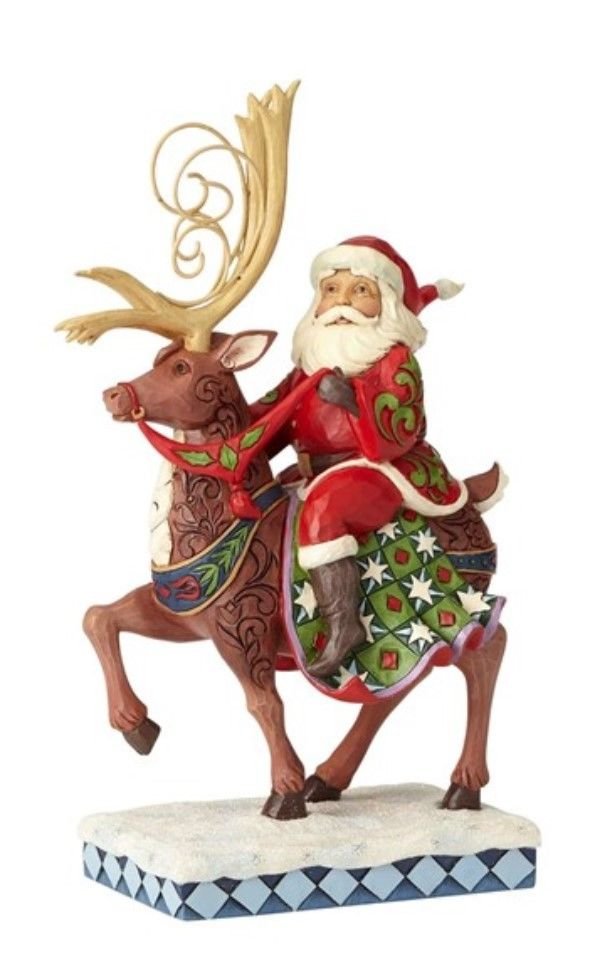 Jim Shore Santa Riding Reindeer 6001471 Brand New 2018