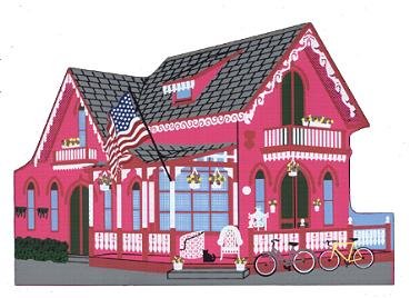 Cat's Meow Martha's Vineyard Pink Gingerbread.Cottage - Oak Bluffs  FREE SHIPPING