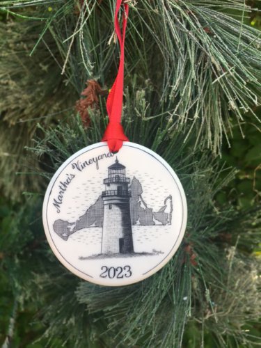 Martha's Vineyard Map & Gay Head Light 2023 Ornament BRAND NEW Free Shipping