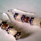 Genuine Rose Quartz, Purple Aventurine & Sterling Earrings