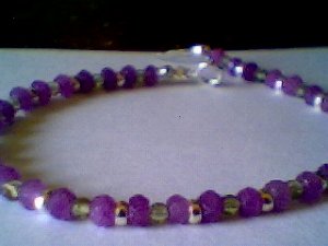 Genuine Lavender Jade, Peridot and Sterling Silver Bracelet
