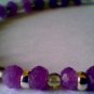 Genuine Lavender Jade, Peridot and Sterling Silver Bracelet