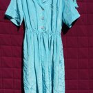 Turquoise Polyester Dress (10P) -1970s, 80s