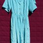 Turquoise Polyester Dress (10P) -1970s, 80s