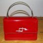 Red Accordion Purse w/ Metal Handle (Vintage) circa 1950's