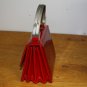 Red Accordion Purse w/ Metal Handle (Vintage) circa 1950's