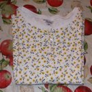 2x, Basic Editions Yellow Flower Short Sleeve Shirt