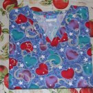 2XL, Crest V-neck Heart & Stars Pull Over Scrub - Short Sleeve