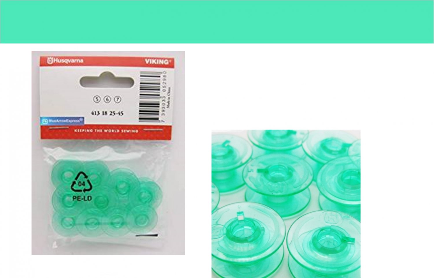 Green Bobbins 413182545 Compatible with Viking Husqvarna cat 5, 6, 7