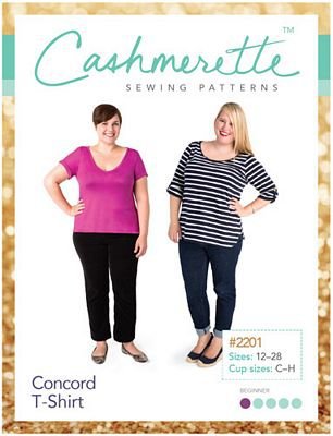 Curvy & Plus Sizes - Cashmerette Concord T-Shirt Pattern - Sizes 12-28, Cup Sizes C/D, E/F, G/H
