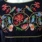 BLACK BABYDOLL BOHO FLARED SLEEVE FLORAL EMBROIDERY TOP