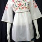 White BABYDOLL BOHO FLARED SLEEVE FLORAL EMBROIDERY TOP