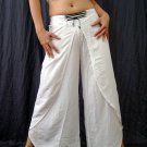 WHITE BELLYDANCE RAYON BOHO GYPSY GENIE HAREM PANTS