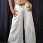 WHITE BELLYDANCE RAYON BOHO GYPSY GENIE HAREM PANTS