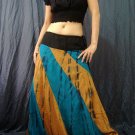 GREEN/BROWN GYPSY BOHO TIE DYE DRAWSTRING LONG SKIRT