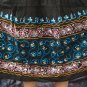 Black Gypsy Boho Tiered Blue Embroidery Sequins Drawstring Skirt