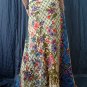 Handsewn beads! Beige Batik Boho Ethnic Floral Print Cotton Drawstring Long Skirt