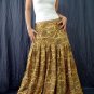 Handsewn beads! Light Brown Gypsy Boho Ethnic Floral Print Cotton Drawstring Long Skirt
