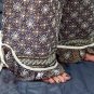 Dark Blue Ethnic Boho Beaded Wide-legged Drawstring Long Pants