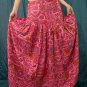 Handsewn beads! Pink Gypsy Boho Ethnic Floral Print Cotton Drawstring Long Skirt