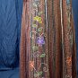 Brown Gypsy Foho Ethnic Floral Handsewn Beads Sequins Cotton Drawstring Long Skirt