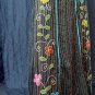 Green Gypsy Foho Ethnic Floral Handsewn Beads Sequins Cotton Drawstring Long Skirt