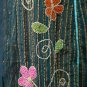 Green Gypsy Foho Ethnic Floral Handsewn Beads Sequins Cotton Drawstring Long Skirt