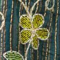 Green Gypsy Foho Ethnic Floral Handsewn Beads Sequins Cotton Drawstring Long Skirt