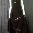 BLACK GYPSY FOHO PURPLE FLORAL SMOCKED MAXI HALTER DRESS