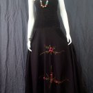 BLACK GYPSY FOHO DARK BROWN FLORAL SMOCKED MAXI HALTER DRESS