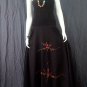 BLACK GYPSY FOHO DARK BROWN FLORAL SMOCKED MAXI HALTER DRESS