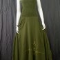 DARK GREEN GYPSY FOHO GREEN FLORAL SMOCKED MAXI HALTER DRESS