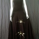 BLACK GYPSY FOHO WHITE FLORAL SMOCKED MAXI HALTER DRESS