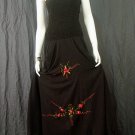 BLACK GYPSY FOHO MAROON FLORAL SMOCKED MAXI HALTER DRESS