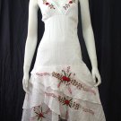 White Beach Resort Halter V-Neck Red Floral Cotton Dress