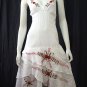 White Beach Resort Halter V-Neck Red Floral Cotton Dress
