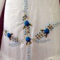 White Resort Halter V-Neck Blue Floral Cotton Pixel Hem Dress