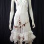White Resort Halter V-Neck Red Floral Cotton Pixel Hem Dress