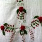 White Resort Halter V-Neck Red Floral Cotton Pixel Hem Dress