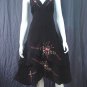 Black Resort Beach Halter V-Neck Pink Floral Cotton Tiered Dress