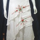 White Cotton Red Floral Embroidery Wraparound Resort Skirt/Top