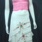 White Cotton Red Floral Embroidery Wraparound Resort Skirt/Top