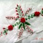 White Cotton Red Floral Embroidery Wraparound Resort Skirt/Top