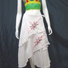 White Cotton Light Pink Floral Embroidery Wraparound Beach Skirt/Top