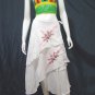 White Cotton Light Pink Floral Embroidery Wraparound Beach Skirt/Top