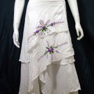 White Cotton Purple Floral Embroidery Wraparound Beach Skirt/Top
