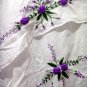 White Cotton Purple Floral Embroidery Wraparound Beach Skirt/Top