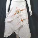 White Cotton Orange Floral Embroidery Wraparound Beach Skirt/Top