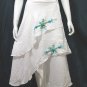 White Cotton Light Blue Floral Embroidery Beach Wraparound Skirt/Top