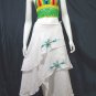 White Cotton Light Blue Floral Embroidery Beach Wraparound Skirt/Top